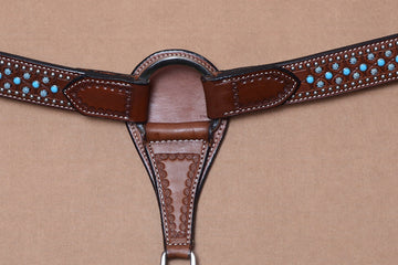 BAR H EQUINE Western Horse Genuine Leather Breast Collar Tan